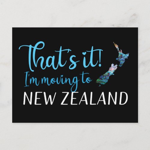 MOVING TO NEW ZEALAND KIWI PAUA POSTCARD