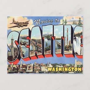 Moving to Seattle WA Vintage Change of Address Announcement Postcard