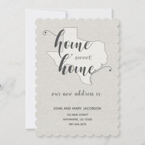 Moving to Texas New Address Home Sweet Home Invitation