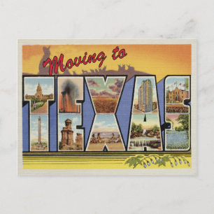 Moving to Texas Vintage Change of Address Announcement Postcard