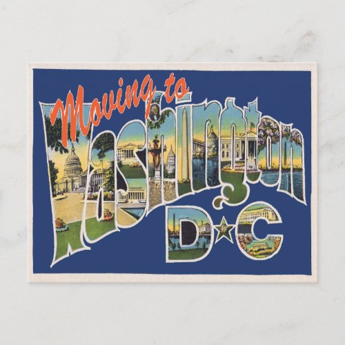 Moving to Washington DC Vintage Change of Address Announcement Postcard