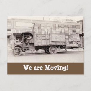 Moving truck funny vintage change of address announcement postcard