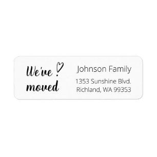Moving. We've Moved Script. Family New Address. Label