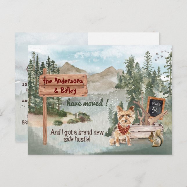 Moving Yorkshire Terrier Dog New Address Pines Announcement Postcard (Front/Back)