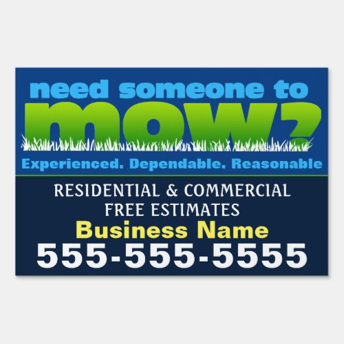 Mow Grass Lawn Care Business Flyer Sign