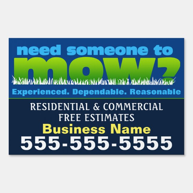 Mow Grass Lawn Care Business Flyer Sign (Front)