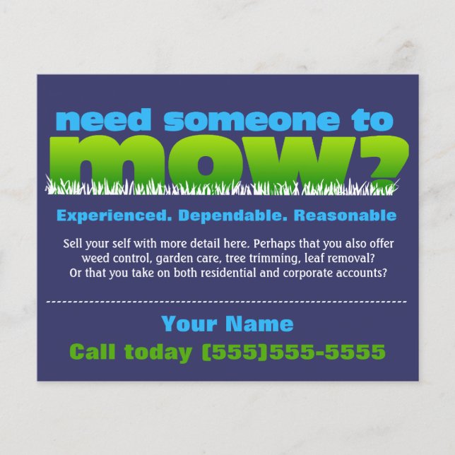 Mow Grass Lawn Care Landscaper SMALL DK Flyer (Front)