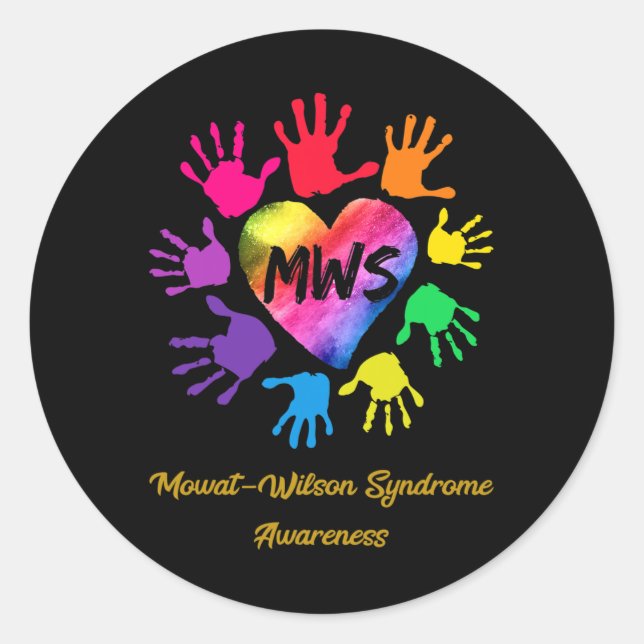 Mowat Wilson Syndrome Awareness Hands Gift  Classic Round Sticker (Front)