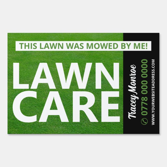 Mowed Lawn, Lawn Care Services Advertising Sign (Front)