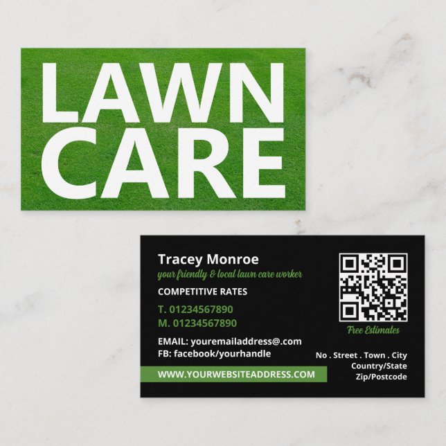 Mowed Lawn, Lawn Care Services Business Card (Front/Back)