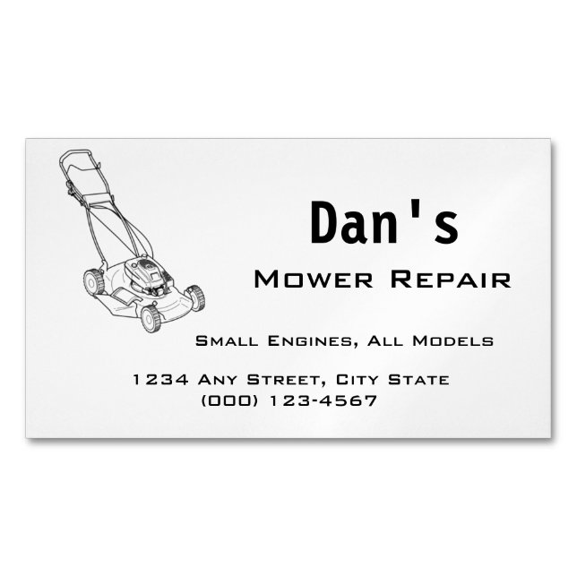 Mower and Small Engine Repair  Business Card Magnet (Front)