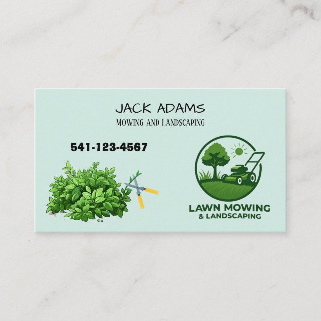 Mowing and Landscaping Business Card (Front)