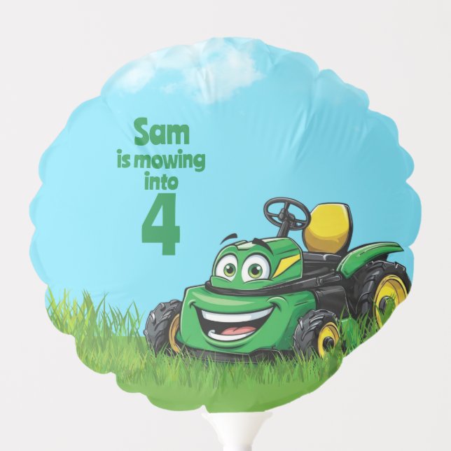 Mowing Into Lawn Mower Birthday Party Balloon (Front)