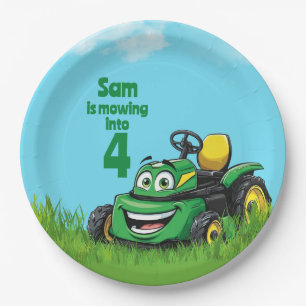 Mowing Into Lawn Mower Birthday Party Paper Plates