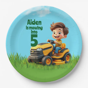 Mowing Into Lawn Mower Birthday Party Paper Plates