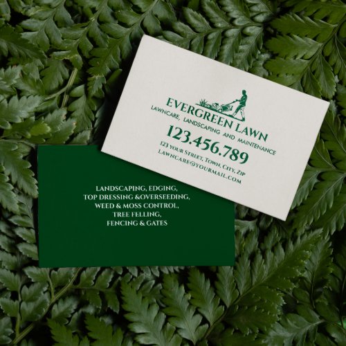 Mowing Lawn Care  Grass Landscaping Services Green Business Card