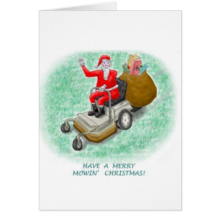 "Mowing Santa" Poster Greeting Card