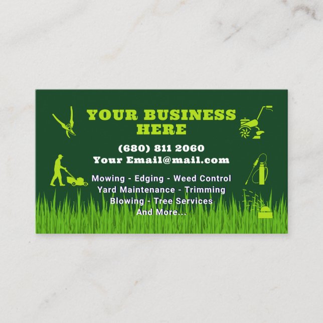 Mowing Service Business Card Lawn Care (Front)
