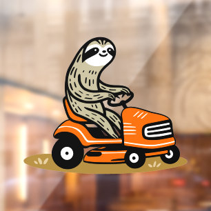 Mowing Sloth  Window Cling