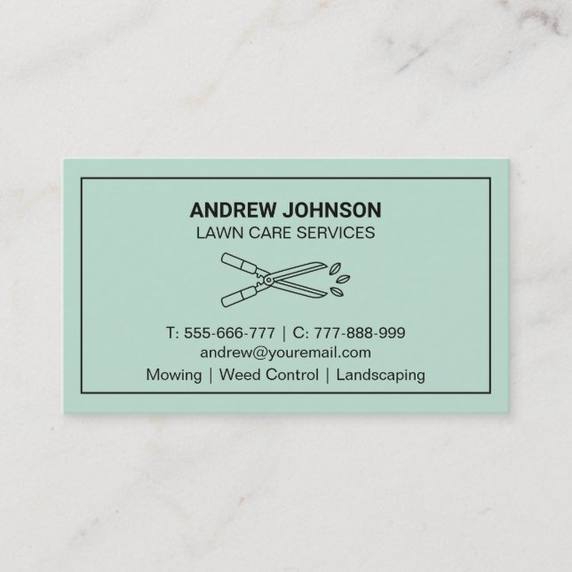 Mowing Tools Hedge Shears Lawn Care Business Card (Front)