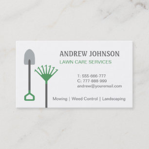 Mowing Tools Spade and Rake Lawn Care Business Card