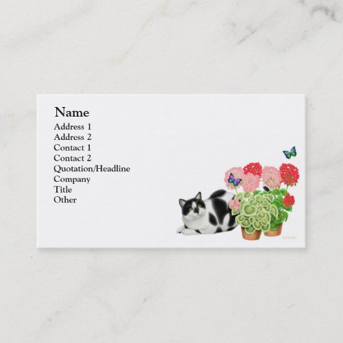 Moxie Cat and Butterflies Business Card