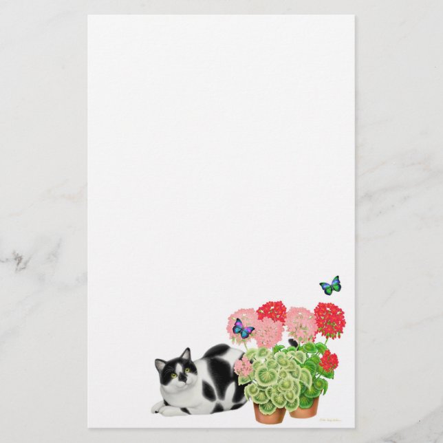 Moxie Cat & Butterflies Stationery (Front)