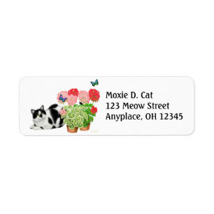 Moxie Cat with Butterflies Label