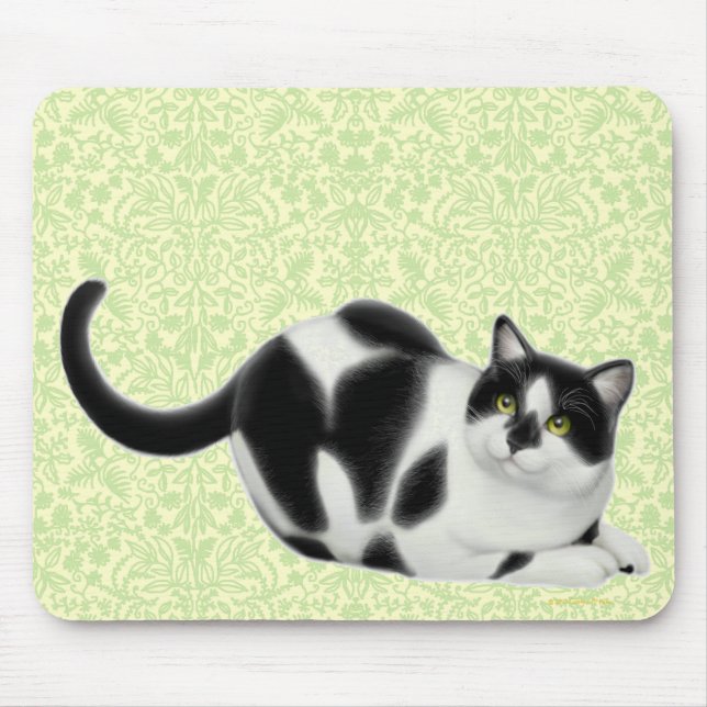 Moxie the Tuxedo Cat Mousepad (Front)
