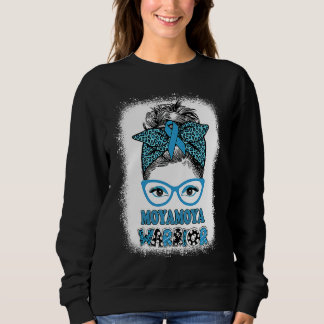 Moyamoya Disease Awareness Messy Bun Blue Ribbon W Sweatshirt