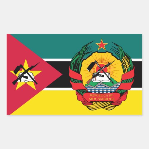 Mozambican Flag  Emblem Flag of Mozambique Rectangular Sticker