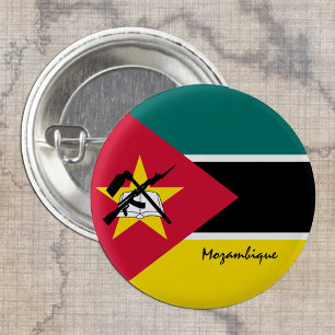 Mozambique button, patriotic Mozambique Flag Button