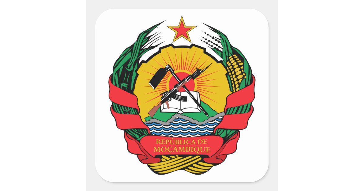 Download Mozambique Coat of Arms Square Sticker | Zazzle.com