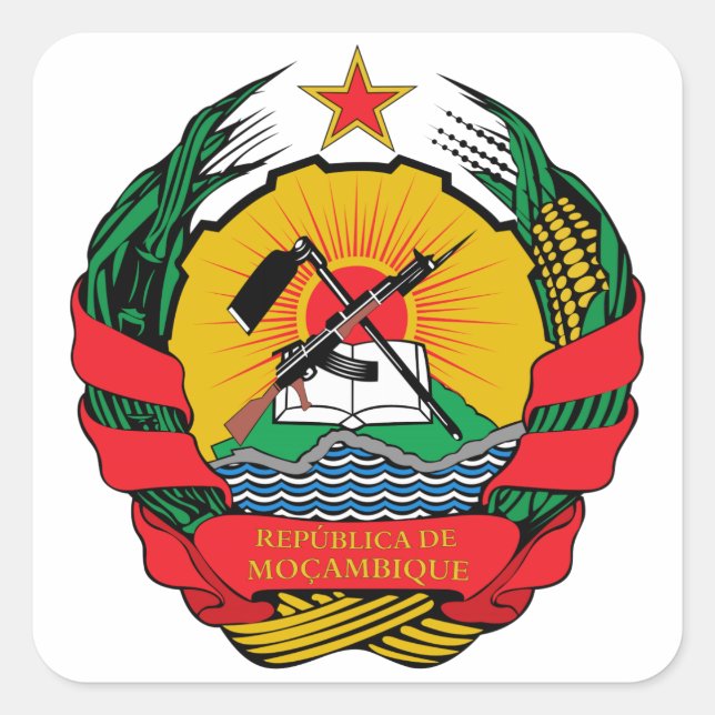 Mozambique Coat of Arms Square Sticker (Front)