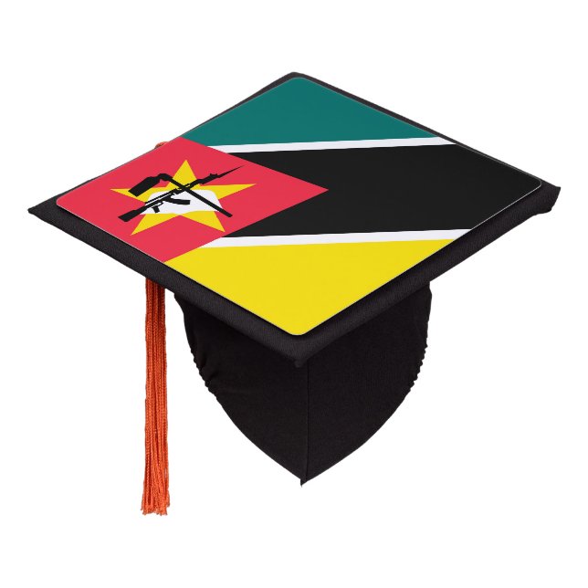 Mozambique flag graduation cap topper (Angled)