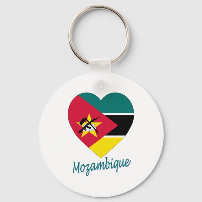 Mozambique Flag Heart Keychain (Front)
