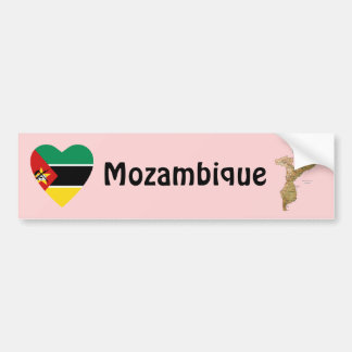 Mozambique Flag Heart + Map Bumper Sticker