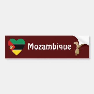 Mozambique Flag Heart + Map Bumper Sticker