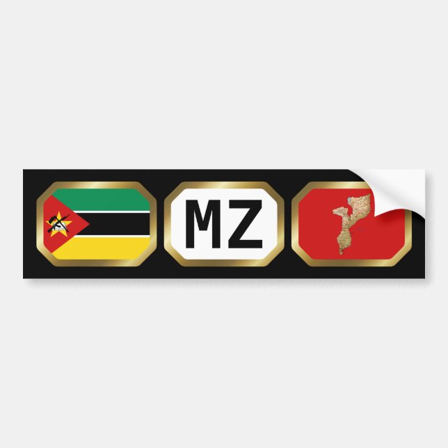 Mozambique Flag Map Code Bumper Sticker (Front)
