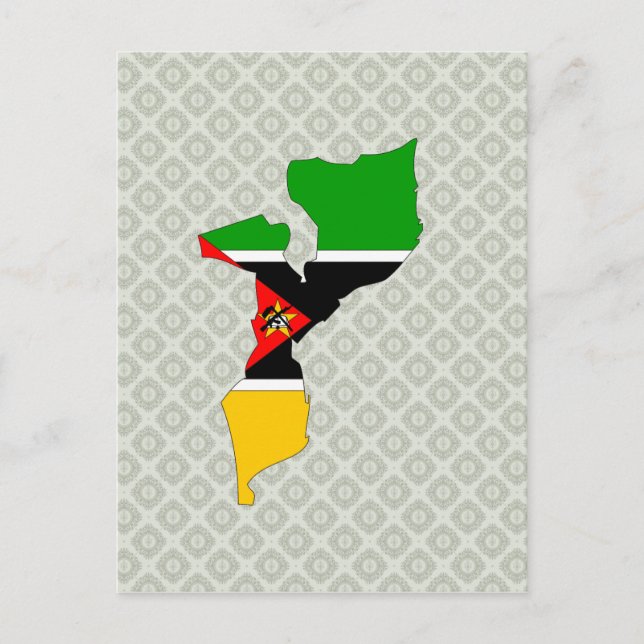 Mozambique Flag Map full size Postcard (Front)