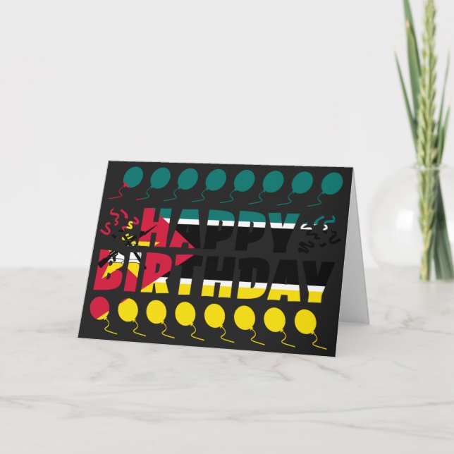 Mozambique Flag Patriotic Birthday Card (Front)