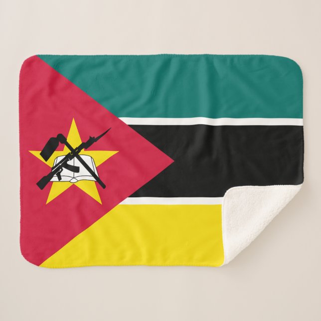 Mozambique Flag Sherpa Blanket (Front (Horizontal))
