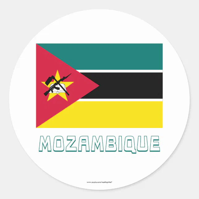 Mozambique Flag with Name Classic Round Sticker Zazzle