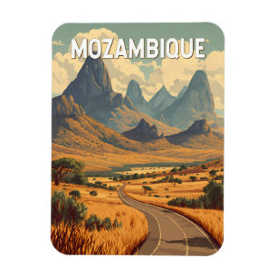 Mozambique Illustration Travel Art Vintage Magnet