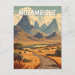 Mozambique Illustration Travel Art Vintage Postcard