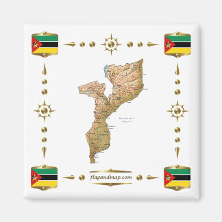Mozambique Map + Flags Magnet