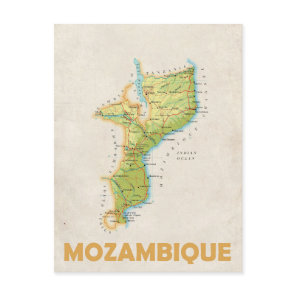 Mozambique map postcard