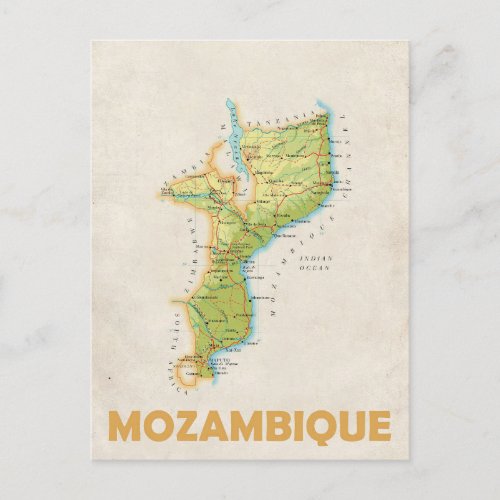 Mozambique map postcard 