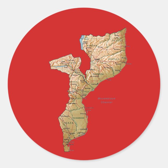 Mozambique Map Sticker (Front)