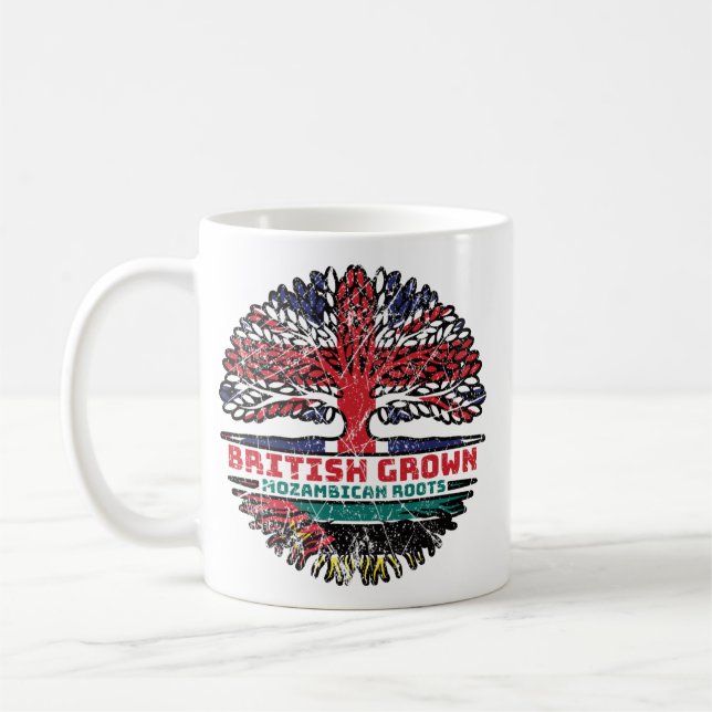 Mozambique Mozambican British UK Tree Roots Flag Coffee Mug (Left)